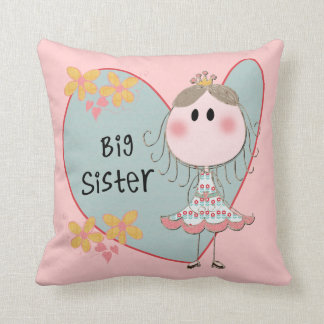 Heart Big Sister Throw Pillow