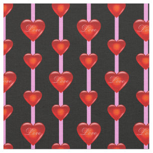 heart/big/small red heart/Love/black pink stripe Fabric