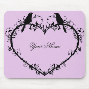 Heart & Birds Mouse Pad-Pink Pad
