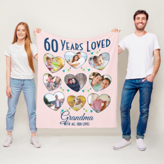 Heart Birthday Photo Collage Fleece Blanket