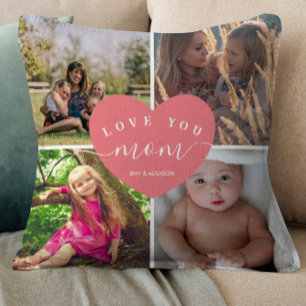 Heart Blush Pink Personalized Gift Best Mom Ever Throw Pillow