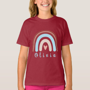 Heart Boho Rainbow with Personalized Name T-Shirt