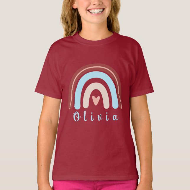 Heart Boho Rainbow with Personalized Name  T-Shirt (Front)
