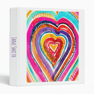 Heart boho watercolor art binder