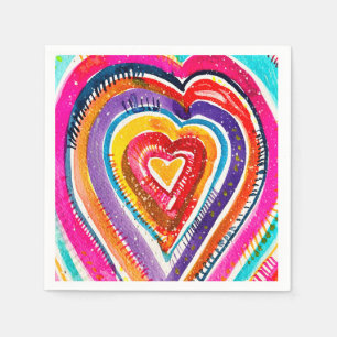 Heart boho watercolor art napkin
