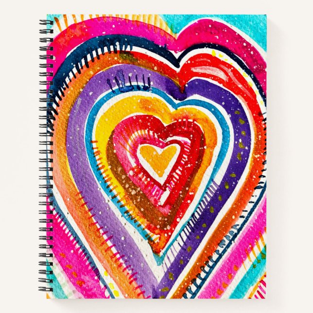 Heart boho watercolor art notebook (Front)