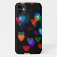 heart bokeh lights on black