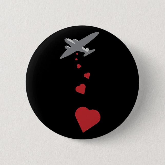 Heart Bomber - Make Love Not War 2 Inch Round Button (Front)
