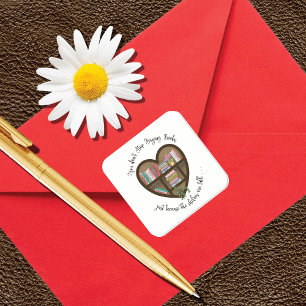 Heart Bookshelf "Don't Stop Buying Books . . ."  Square Sticker