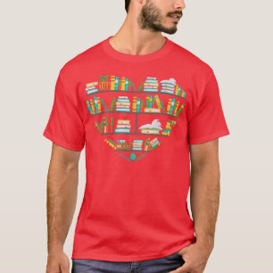 Heart Bookshelves Library Book Liker Funny Graphic T-Shirt