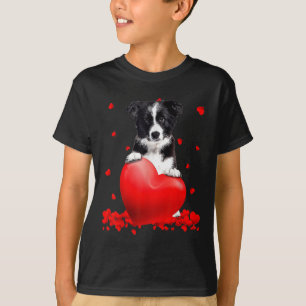 Heart Border Collie Dog Lover Christmas Valentines T-Shirt