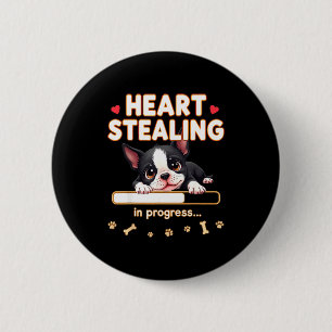 Heart Boston Terrier Dog Funny Gift Bostie Puppy  2 Inch Round Button