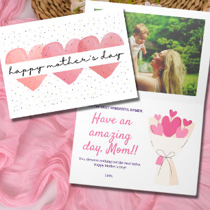 Heart bouquet Happy Mother's Day card