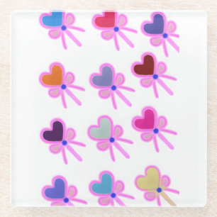  Heart Bow Pattern Personalized Gift Crew Socks Glass Coaster