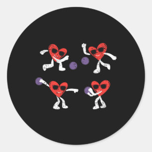 Heart Bowling Player Valentines Day Sports Love Me Classic Round Sticker