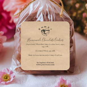 Heart Box Kraft Minimalist Bakery Ingredient Square Sticker