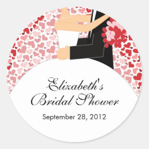 Heart Bride Groom Bridal Shower Sticker Red Pin