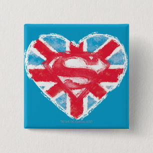 Heart British S-Shield 2 Inch Square Button