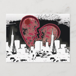 Heart Broken City Living Grunge Postcard