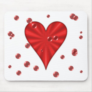 Heart & Bubbles (White) Mouse Pad