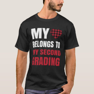 Heart Buffalo Plaid Clothes 2nd Grade Teacher Vale T-Shirt