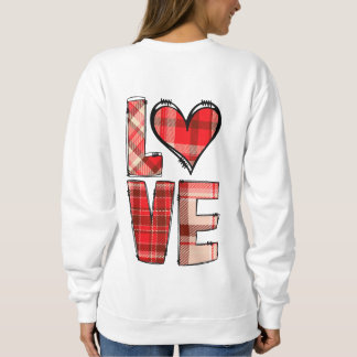 Heart Buffalo Plaid LOVE Typography Sweatshirt