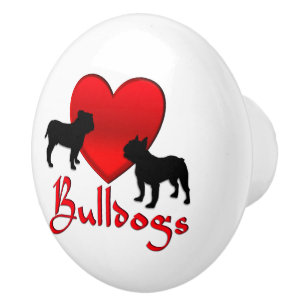 Heart Bulldogs Ceramic Knob