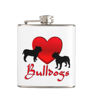 Heart Bulldogs Hip Flask