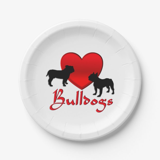 Heart Bulldogs Paper Plate (Front)