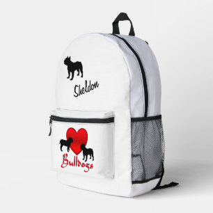 Heart Bulldogs Personalized Script Printed Backpack