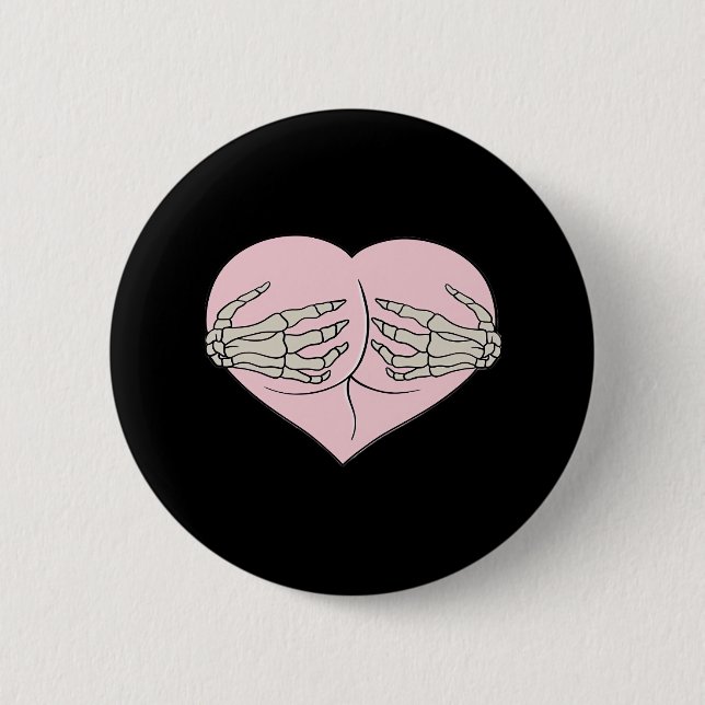 Heart Butt Hug Skeleton Hands Classic 2 Inch Round Button (Front)