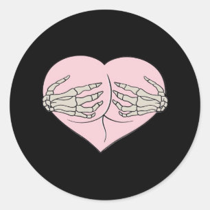 Heart Butt Hug Skeleton Hands Classic Classic Round Sticker