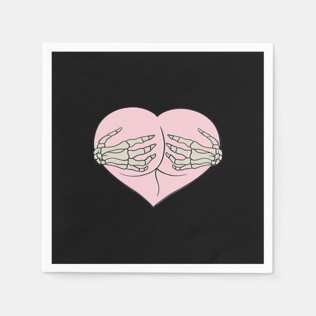 Heart Butt Hug Skeleton Hands Classic Napkin (Front)