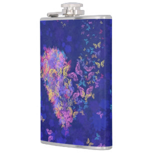 heart Butterflies Flask