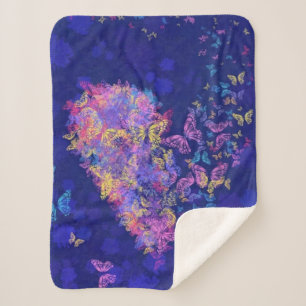 Heart Butterflies Sherpa Blanket