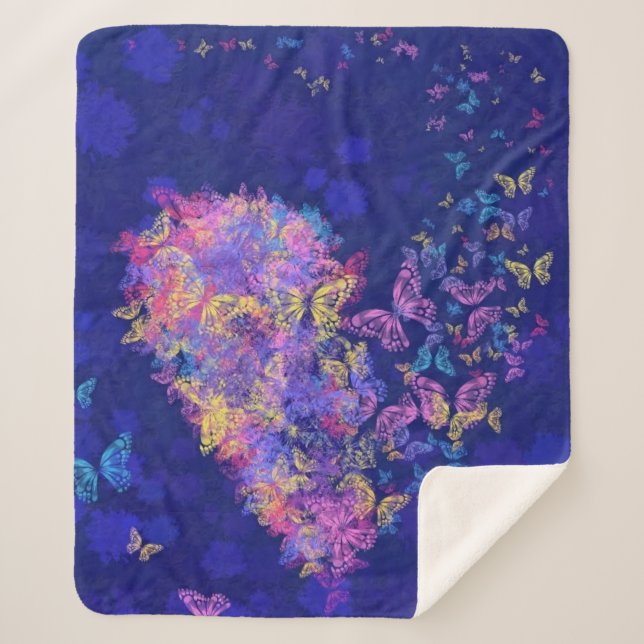 heart Butterflies  Sherpa Blanket (Front)