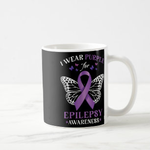 Heart Butterfly I Wear Purple For Epilepsy Awarene Coffee Mug