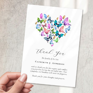 Heart Butterfly Sympathy Funeral Thank You Card