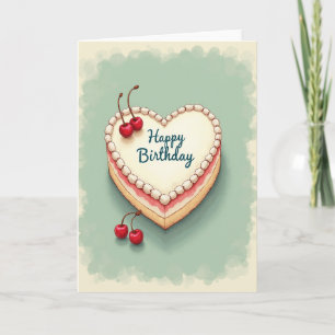 Heart Cake Birthday Card