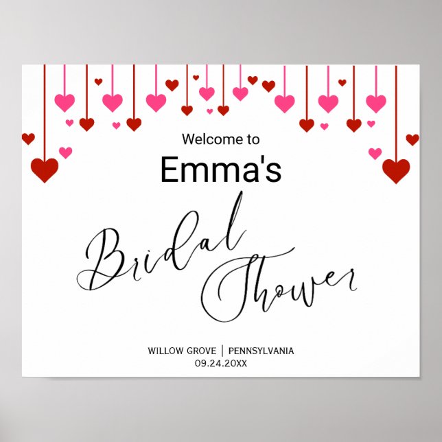 Heart Calligraphy Bridal Shower Sign (Front)