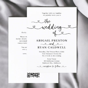 Heart Calligraphy Budget Wedding Postcard