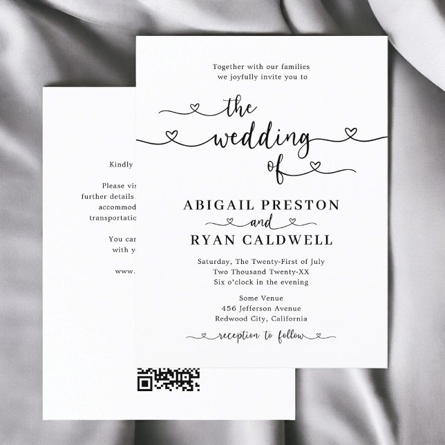 Heart Calligraphy Budget Wedding Postcard (Creator Uploaded)