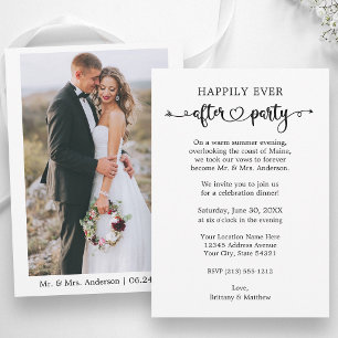 Heart Calligraphy Happily Ever After Party Photo Announcement