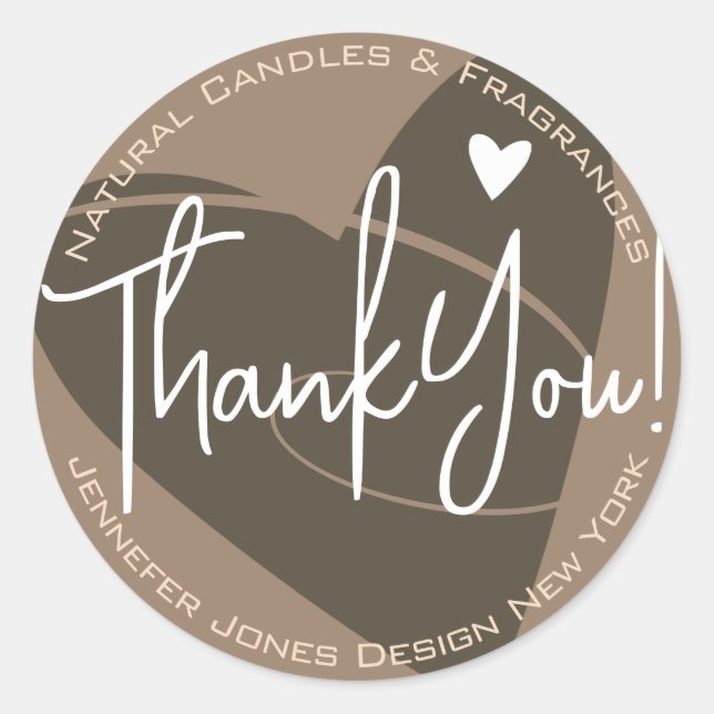 Heart Calligraphy Kraft Paper Thank You Label  (Front)