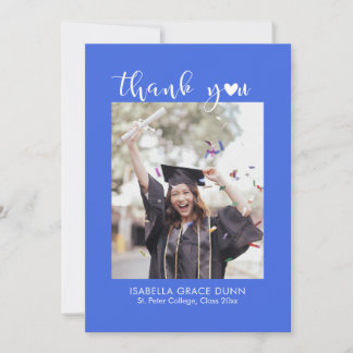 Heart Calligraphy Script Graduation Thank You Card