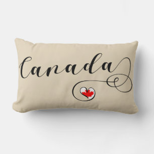 Heart Canada Pillow, Canadian Flag Lumbar Pillow