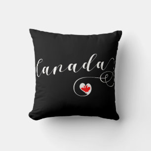 Heart Canada Throw Pillow, Canadian Flag Pillow