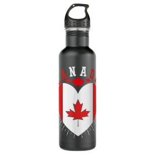 Heart Canadian Flag Maple Leaf Country Canada 710 Ml Water Bottle