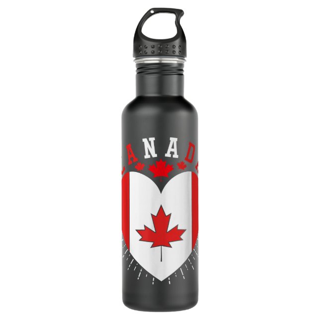 Heart Canadian Flag Maple Leaf Country Canada 710 Ml Water Bottle (Front)