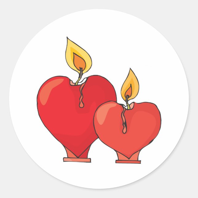 Heart Candles Classic Round Sticker (Front)